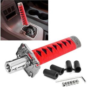 Samurai Sword Shift Knob, Automotive Katana Manual Transmission Gear Shift Handle, Universal Aluminum Alloy Stick Shift Knob for Most Manual Vehicles, Car Accessories (Black+Red)