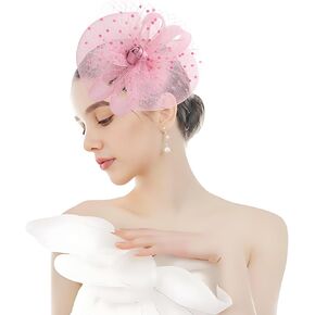 Unpifolov Fascinators Hats Tea Party Feathers Headband Wedding Derby Cocktail Hair Clip Flower Mesh Headwear for Girls Women
