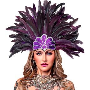 HOMELEX Women's Black Feather Headpiece Carnival Caribbean Headdress Showgirl Accessories