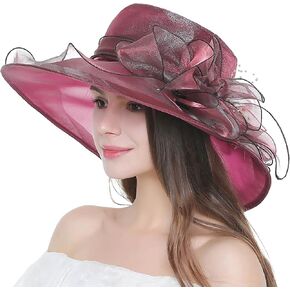 Fascinator Derby Hat for Women Ladies, Organza Veil Fascinator for Tea Party Church UV Protection Sun Hat