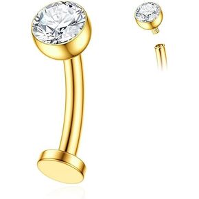 Gnoliew 14G Titanium Floating Belly Button Rings for Women Flat Back Belly Rings 8mm/10mm/12mm/14mm Belly Piercing Jewelry