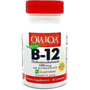 ola loa فيتامين B12 المكمل الغذائي للكرز تحت اللسان - هيدروكسيكوبالامين ، الفولات النشطة ، صيغة نباتية - تعزز طاقة جسمك ، وأعصاب ، ودعم الدماغ - 60 قرصًا