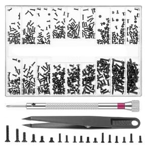 630Pcs Tiny Screws, Multi-Size Small Screws, Multi-Purpose Eyeglass Repair Kit with Screwdriver and Tweezers for Repairing Electronics, Glasses, Laptop, Watches and Jewelry(Black)