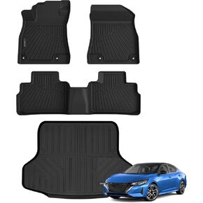 All Weather Floor Mats Cargo Mat Fit for Nissan Sentra 2020-2025 TPE Liners Sentra Accessories Set All Season Guard Odorless Anti-Slip Floor Mats Cargo Mat Black