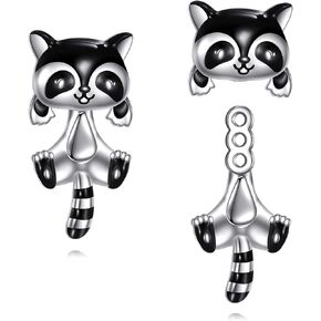 Raccoon Jacket Earrings Sterling Silver Raccoon Dangle Earrings Animal Jacket Earrings Jewelry Gifts for Women