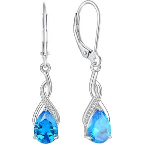 Leverback Earrings for Women Infinity Dangle Drop Earrings 925 Sterling Silver Cubic Zirconia Earrings Christmas Anniversary Jewelry for Her