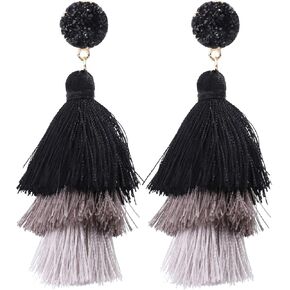 Rave Envy Colorful Tassel Earrings for Women - Layered Tassle Earrings - Choice of Color