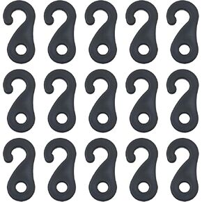 20PCS S-Hooks Tent Accessories 40 x 21mm Camping Canopy Windproof Hooks Plastic Shock Cord Hooks Elastic Cord End Buckles For Hanging Lights Hitching DIY Accessories Fixing Kits