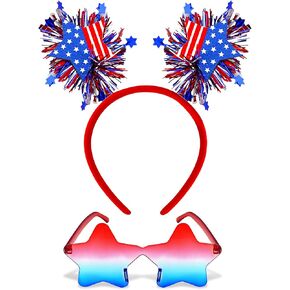 Dolkoic 4th of July July For Women Girls Red White Star Star Beadbands Sunglasses Pintriotic Party Party Favor