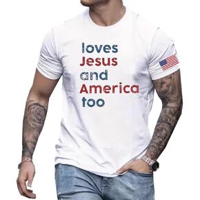 4th of July Shirts for Men American Flag Patriotic T-Shirt Independence Day Graphic Tee Tops