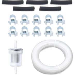 17 PCS Car Heater Fuel Line Kit, 16.4Ft Oil Pipe + 1.37In x 3.14In Oil Filter + 0.35-0.43In Mini Clip + 1.96In Rubber Adapter Pipe, Replacement Parts, for Most Cars (Multicolored)