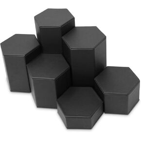 Mooca Black Leatherette 6cs 6 PCS عرض المجوهرات Riser Riser Risers Risers for Assessories ، عرض جلدي