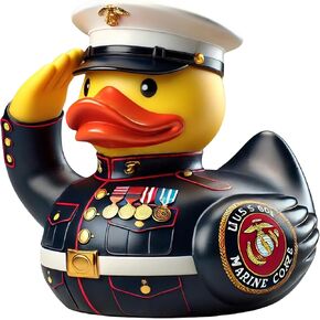 Duck Desk Decor - Military Uniform Saluting Duck Veteran Ducks Army Military Uniform Resin Duck for Veteran Gifts, Military Resin Duckies Decorations for Veterans Day (Marine Corps)