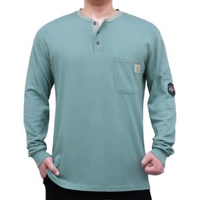 قمصان بوكومال الاب للرجال Cat2 5.5oz بأكمام طويلة Henley Workwear Workwear Flame Fire Shirt