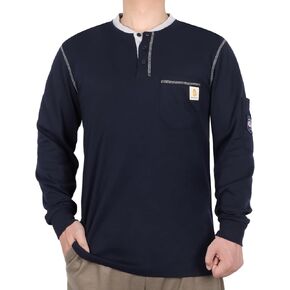 BOCOMAL FR Shirts for Men CAT2 5.5oz Long Sleeve Henley Workwear Flame Resistant Fire Retardant Shirt in Kuwait