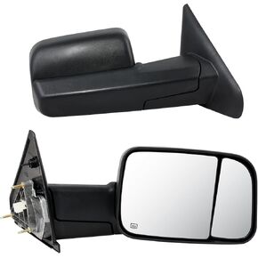 Towing Mirrors for 1994-2001 Dodge Ram 1500, 1994-2002 Ram 2500 3500, Black Housing, Manual Adjustable Glass, Manual Folding