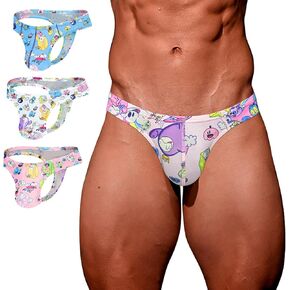 Thongs Cartoon Thongs High Cross Men G String Sexy Low Rise Graffiti Print Intelder