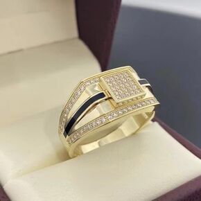 Metmejiao S925 Sterling Silver Cubic Zirconia CZ Band Rings for Men, Sparkling Simulated Diamond Ring Promise Ring for Wedding/Engagement/Anniversary Lightweight Thick Statement Ring 11
