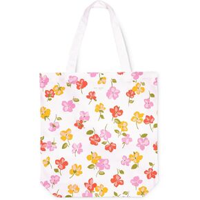 kate spade new york Canvas Tote Bag for Women, Cute Tote Bag for Work or Teacher, Canvas Beach Bag, Book Tote with Pocket, Spring Pansies