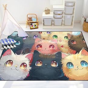 Cat Carpet for Kids Room - Black Cat Rug for Girls Bedroom, Kids Room Decor Animal Theme Polyester Sofa Floor Yoga Mats - 3x5 Feet