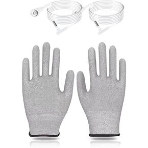 Grounding Gloves with 2 15ft cordConductive Gloves Faraday Cage Protection for Hands and Wrists Use with Touch Screens, Keyboards