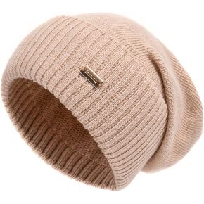 jaxmonoy Slouchy Beanies for Women Winter Lightweight Ladies Knit Hat Cuffed Soft Warm Slouch Beanie Cap - Brown