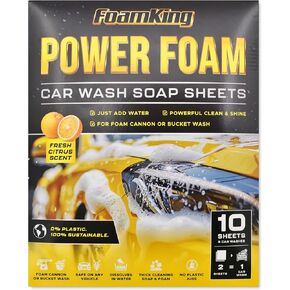 Foam King Car Wash Soap Strip (40ct = 20 Car Washes) - Concentrated Car Cleaning Soap Sheet, No Plastic Bottle - For Foam Cannons Guns, Bucket Wash. Safe for Cars, Trucks, Motorbikes - Citrus Scent