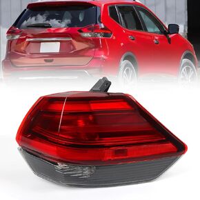 Huray Right Outer Tail Light for Nissan Rogue 2017-2019 Passenger Side Taillight Lamp Assembly Replacement for NI2805110 (Chrome Housing)