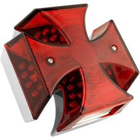 Motorcycle Custom Tail light Rear Light 4.75inch Cross Red Lens LED Tail Brake License Plate Light Lamp