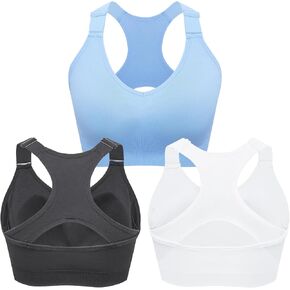 FITTIN Sports Bras for Women Padded: Seamless Racerback Adjustable Workout Bras Pack for Yoga Gym Jogger Bodybuilder