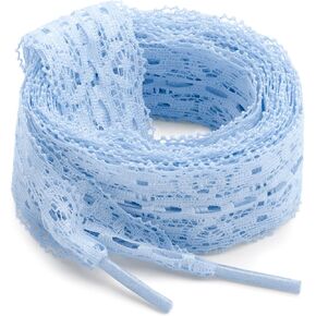 Flat Lace Fancy Shoelaces: 3CM Wide Lace Shoe Laces for Women - 2 Pairs