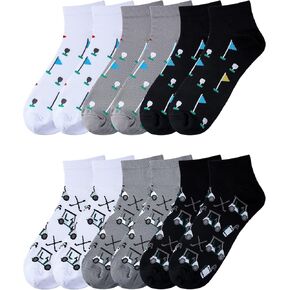 6 Pairs Men's Golf Ankle Socks 15-20 mmHg Compressions Athletic Low Cut Sports with Arch Support for Male Golfer
