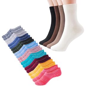 IDEGG Women and men socks for 10 Pairs no show and 4 Pairs crew socks