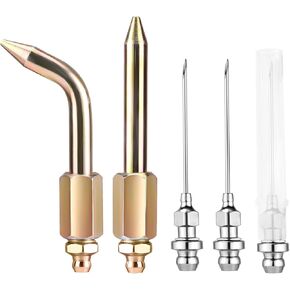 Grease Gun Needle Tips, Straight & Bent Needle Nozzle Dispenser Fitting Coupler for Precision Greasing Grease Injector with Adapter for Ball Joints Bushings Bearings & Rubber Boots