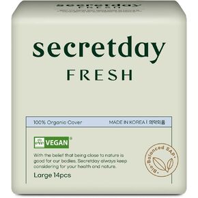 Pads for Women, Fresh Line (Large, 14 Count) - Organic, Regular Absorbency, Unscented, Ultra Thin Pads with Wings for Women