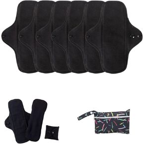 Ultra-Thin Heat-Pressed Sanitary Napkins,Reusable,Cloth Menstrual Pads,6 Pieces/Set,with A Storage Bag