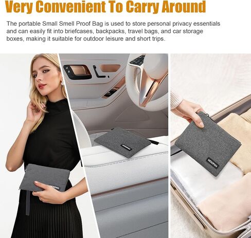 Portable Small Smell Proof Bag - Portable Small Smell Proof Pouch Help Absorb and Lock in Odors Making Them The Perfect Choice for Storing Tobacco Related Accessories and Medical Essentials(Black) in Saudi Arabia