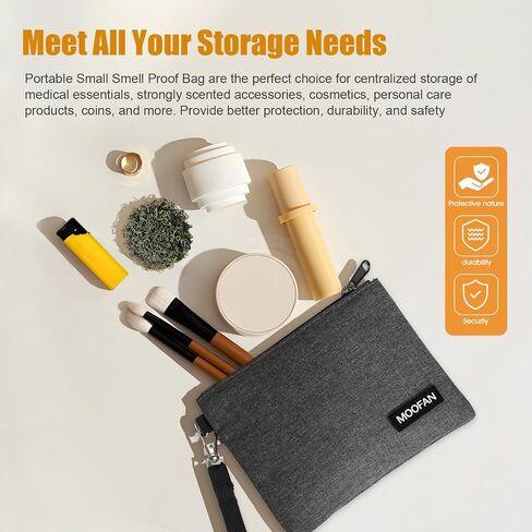 Portable Small Smell Proof Bag - Portable Small Smell Proof Pouch Help Absorb and Lock in Odors Making Them The Perfect Choice for Storing Tobacco Related Accessories and Medical Essentials(Black) in Saudi Arabia