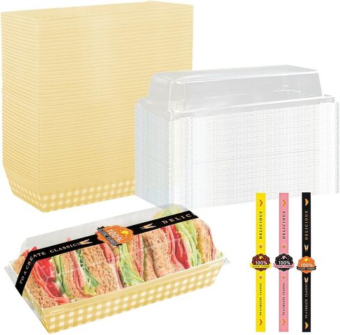Nsmykhg Roll Cake Box,50 Pack Swiss Roll Container Plastic Cake Box Sandwich Paper Box, Clear Lid Dessert Box,Muffin Cheese Pastry Dessert Box Sushi Fruits Display Food Storage Holder (Blue Grid) in Saudi Arabia