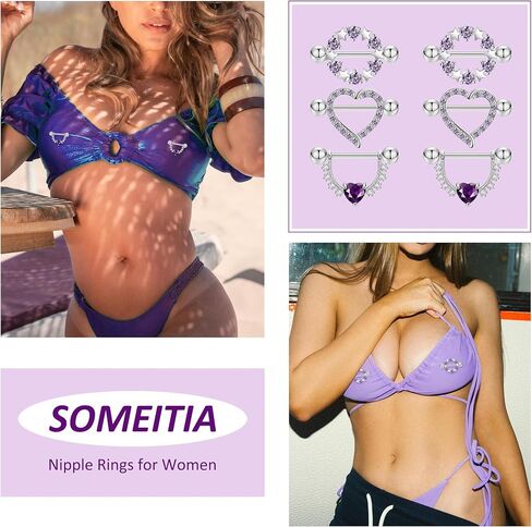 8Pairs 14G Surgical Steel Nipple Ring for Women Flower Heart CZ Barbell Nipple Rings Cute Nipple Rings Piercing Jewelry in Saudi Arabia