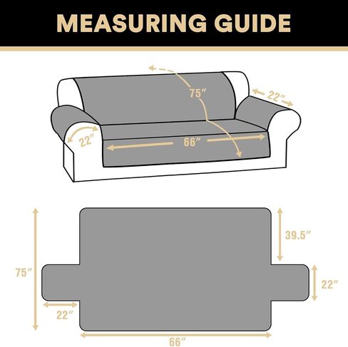 PrinceDeco Couch Cover for Dogs Washable Reversible Couch Covers for 3 Cushion Couch Sofa Pet Friendly Water Resistant Furniture Protector with Elastic Straps(Sofa 66", Ivory) in Kuwait