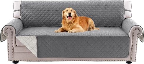 PrinceDeco Couch Cover for Dogs Washable Reversible Couch Covers for 3 Cushion Couch Sofa Pet Friendly Water Resistant Furniture Protector with Elastic Straps(Sofa 66", Ivory) in Kuwait