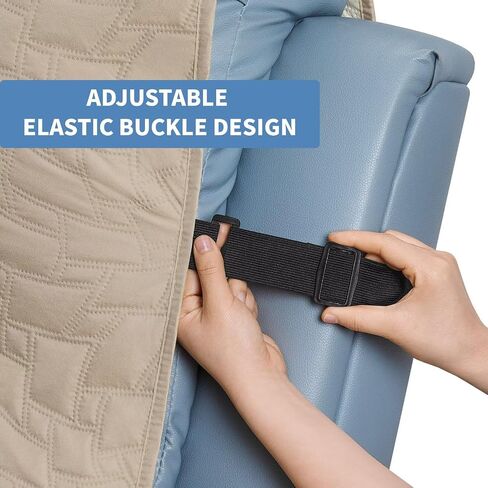 CUCRAF Non Slip Quilted Sofa Cover, Water Resistant Slipcover Furniture Protector for 3 Cushion Sofa Pet Friendly, Washable Couch Cover with Adjustable Elastic Straps (Large, Beige) in Saudi Arabia