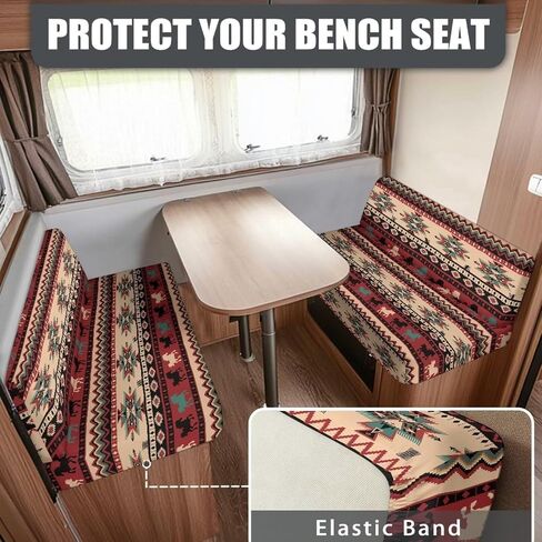 South Western RV Dinette Cushion Covers Booth Set Aztec Ethnic Tribal Horse RV Seat Covers Couch Cover 2 Cushion Sofa Camper Cushion Covers Washable Slipcovers Replacement in Kuwait
