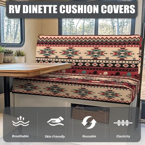South Western RV Dinette Cushion Covers Booth Set Aztec Ethnic Tribal Horse RV Seat Covers Couch Cover 2 Cushion Sofa Camper Cushion Covers Washable Slipcovers Replacement in Kuwait