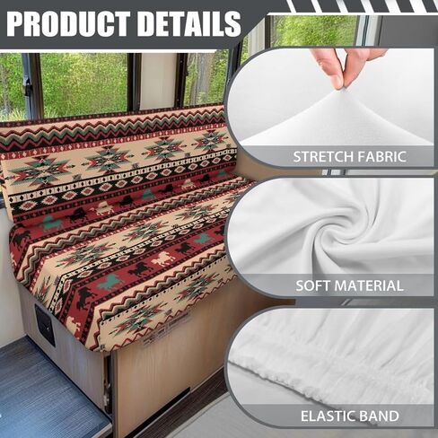 South Western RV Dinette Cushion Covers Booth Set Aztec Ethnic Tribal Horse RV Seat Covers Couch Cover 2 Cushion Sofa Camper Cushion Covers Washable Slipcovers Replacement in Kuwait