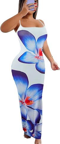 Summer Wedding Guest Dress Beach Wedding Dresses for Women Spaghetti Floral Tropical Maxi Elegant Vacation Dress in Kuwait