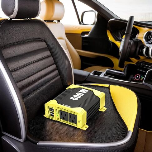 Krieger 1100 Watt 12V Power Inverter Dual 110V AC Outlets, Installation Kit Included, Automotive Back Up Power Supply For Blenders, Vacuums, Power Tools - ETL Approved Under UL STD 458 in Kuwait