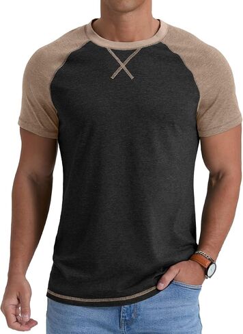 Askdeer Mens Cotton T-Shirt قصيرة الأكمام القمصان غير الرسمية in Saudi Arabia