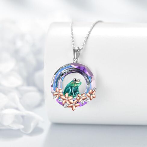 KQF Axolotl/Dolphin/Frog/Dragonfly Necklace Sterling Silver Animal Pendant Necklace with Crystal Animal Jewelry Mother'S Day Gifts for Women Girls in Saudi Arabia